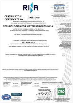 Certificato UNI EN ISO 9001:2015